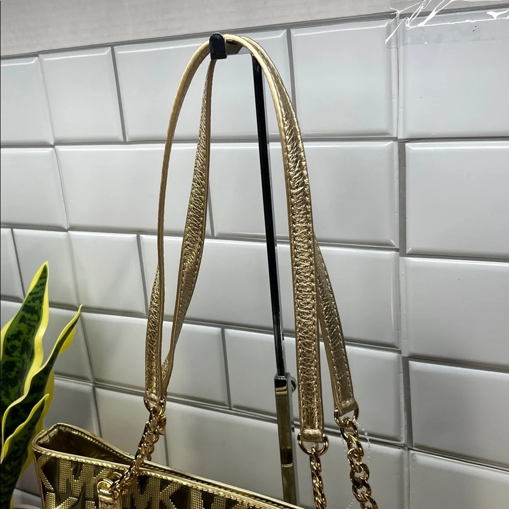 9865 Michael Kors Metallic Gold Patent Tote with Chain Handles 257499865 - Picture 5 of 14